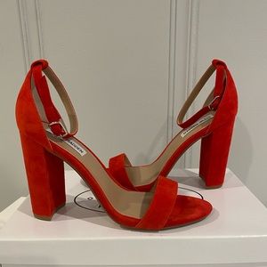 Steve Madden Carson Red Suede Block Heels